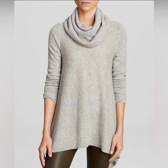 C by Bloomingdale’s 100% 2 ply Cashmere Cowl neck sweater gray size M - Picture 2 of 12